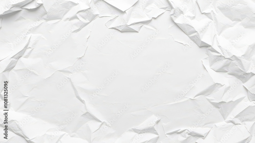 Naklejka premium Crumpled white paper with creases and wrinkles, background, isolated, wrinkled