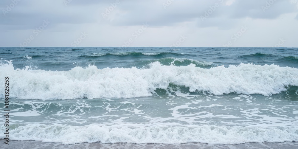 Dynamic and powerful sea water wave crashing against the shore under a cloudy sky, ocean, wave Dynamic and powerful sea water wave crashing against the shore under a cloudy sky, ocean, wave