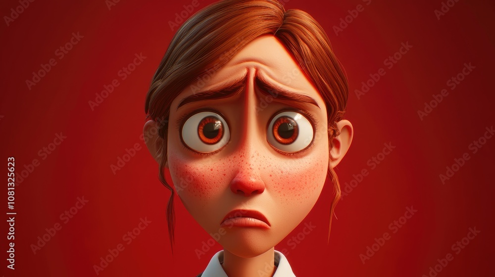 Fearful expression on a Caucasian woman s face conveying anxiety and worry in an emotional portrait Fearful expression on a Caucasian woman s face conveying anxiety and worry in an emotional portrait