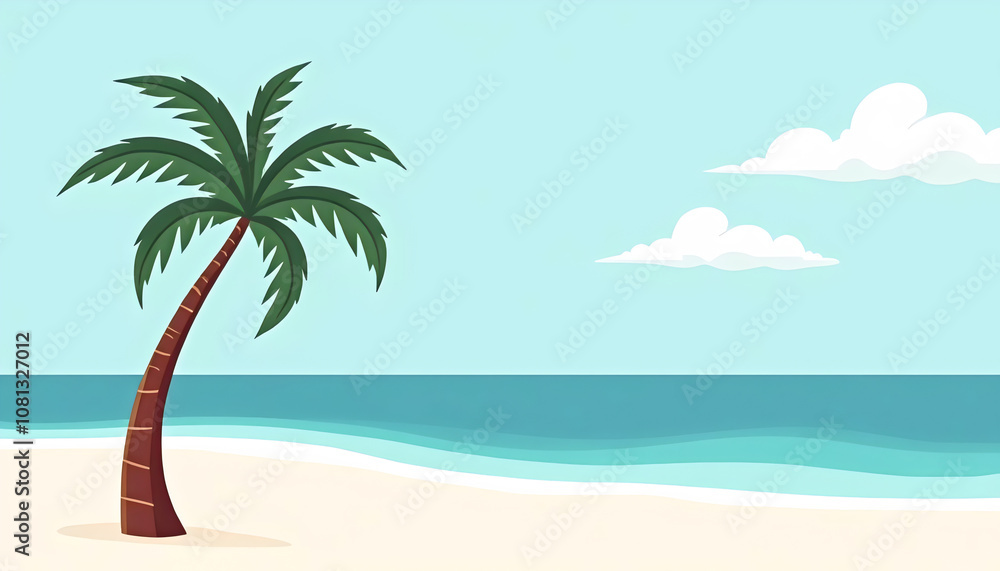 Tropical beach paradise with palm tree and turquoise ocean. Tropical beach paradise with palm tree and turquoise ocean.