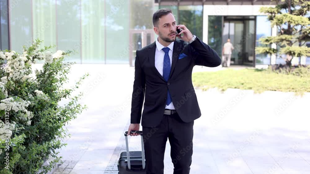 Businessman telephoning on the way Businessman telephoning on the way