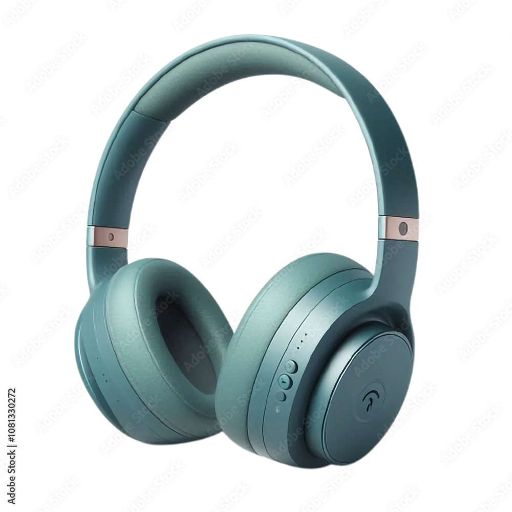 Teal wireless headphones on a transparent background Teal wireless headphones on a transparent background