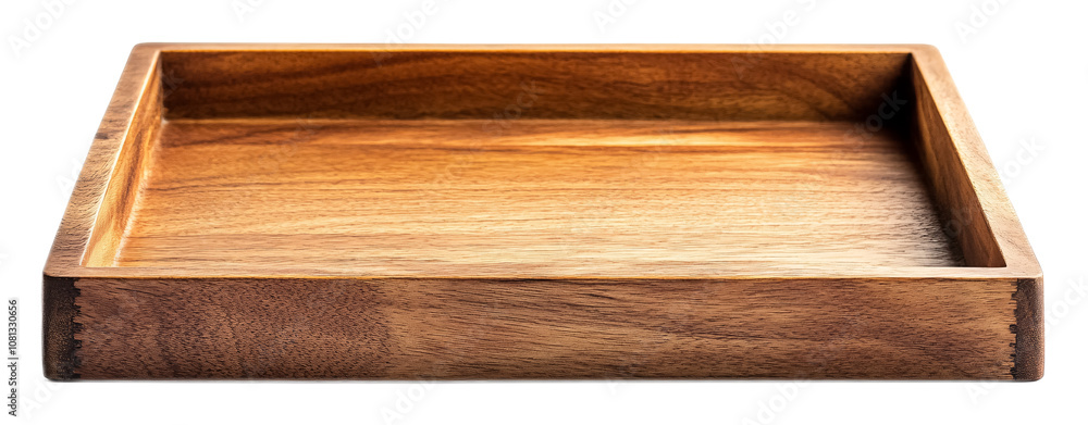 A wooden tray, isolated on a white background A wooden tray, isolated on a white background