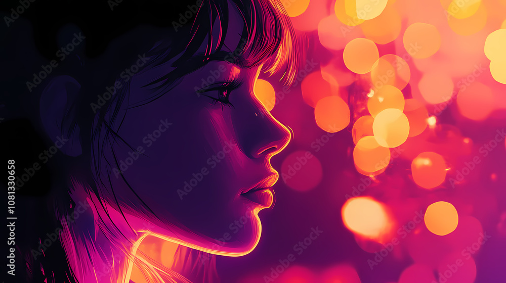 A luminescent young woman. Luminescent. Illustration A luminescent young woman. Luminescent. Illustration
