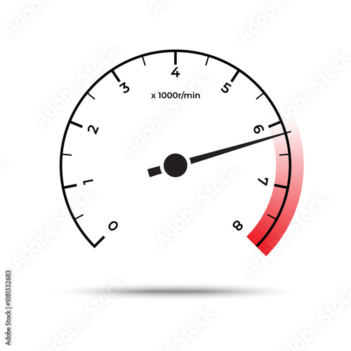 vector RPM gauge icon. tachometer sign isolated
