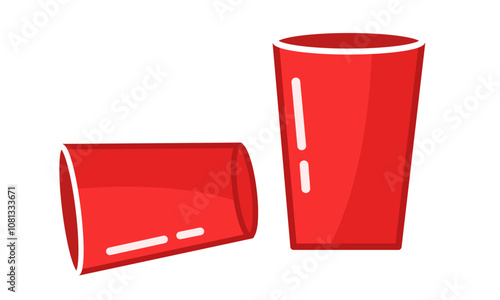 Classic red cup flat vector illustration. Red cup day