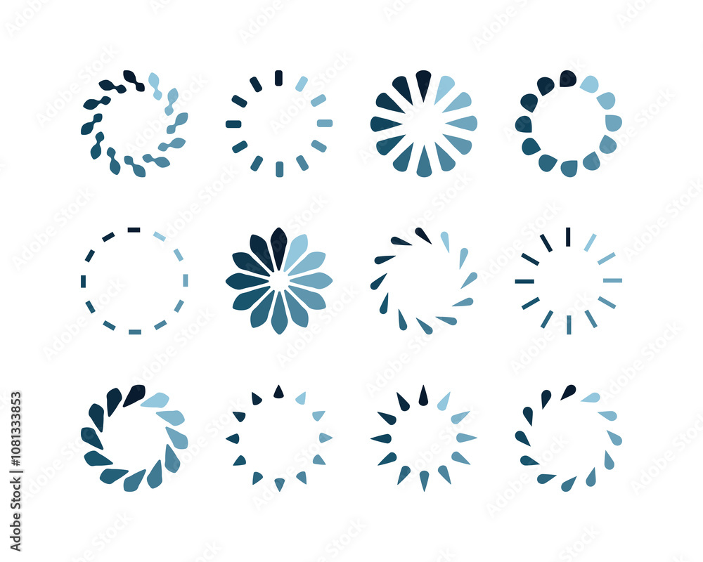 Collection Loading bar status icon. Vector illustration. Set of vector loaded icons. Download progress. Donload or Upload. Collection Loading bar status icon. Vector illustration. Set of vector loaded icons. Download progress. Donload or Upload.