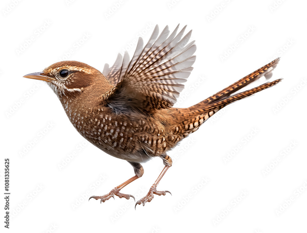 Wren dancing isolated on a transparent background Wren dancing isolated on a transparent background