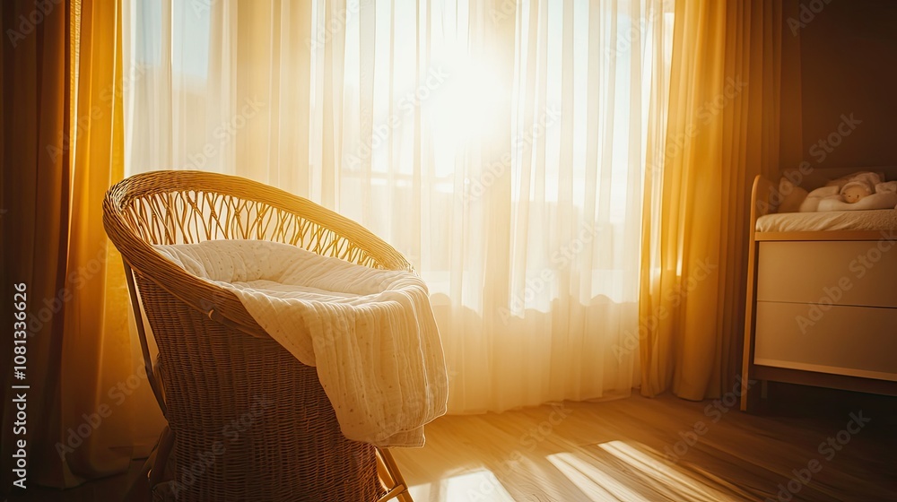 Cozy Nursery with Sunlight Streaming Through Curtains