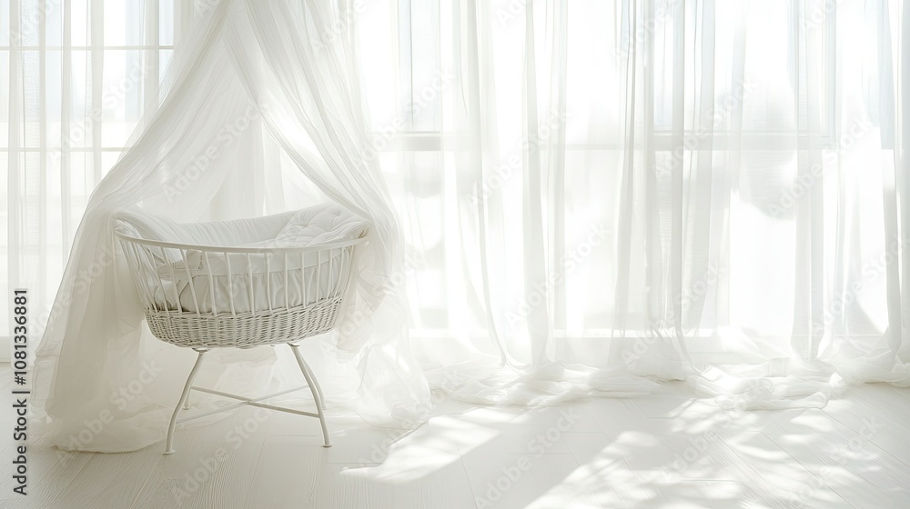 Serene Baby Crib in a Bright Sunlit Room