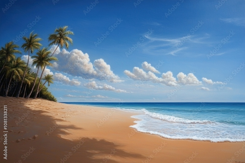 Tranquil beach scene tropical coast landscape photography serene environment wide-angle view nature's beauty Tranquil beach scene tropical coast landscape photography serene environment wide-angle view nature's beauty