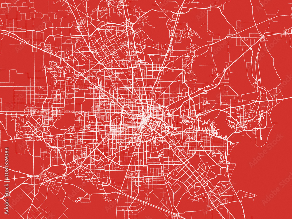 Christmas Map of Houston Metro Texas, USA in Snowy White on Festive Red Background. Christmas Map of Houston Metro Texas, USA in Snowy White on Festive Red Background.