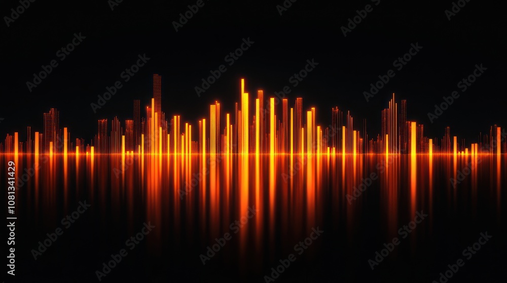 Abstract soundwave visualization with glowing bars. Abstract soundwave visualization with glowing bars.