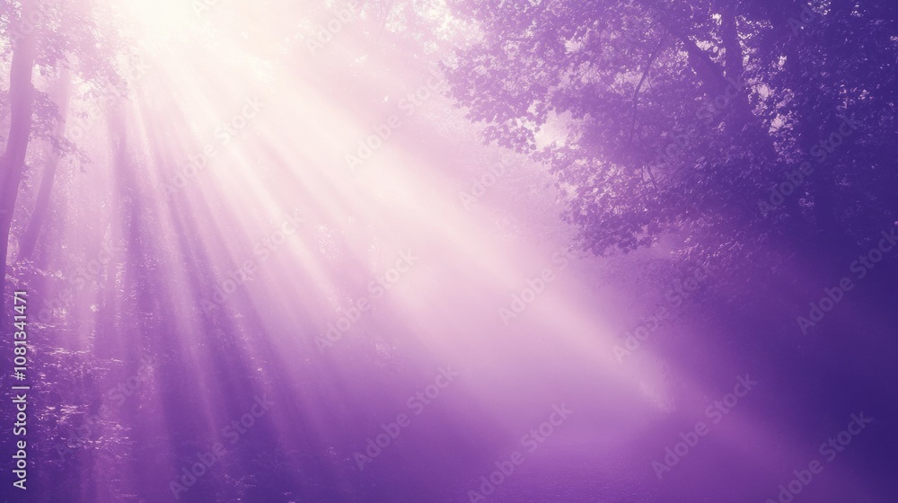 Sunlight streams through a mystical purple forest, creating an ethereal atmosphere, AI Sunlight streams through a mystical purple forest, creating an ethereal atmosphere, AI