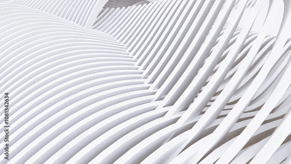 Abstract Curved Shapes. White Circular Background. Abstract Curved Shapes. White Circular Background.