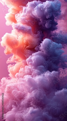 Colorful, swirling clouds create a dreamy, abstract background.