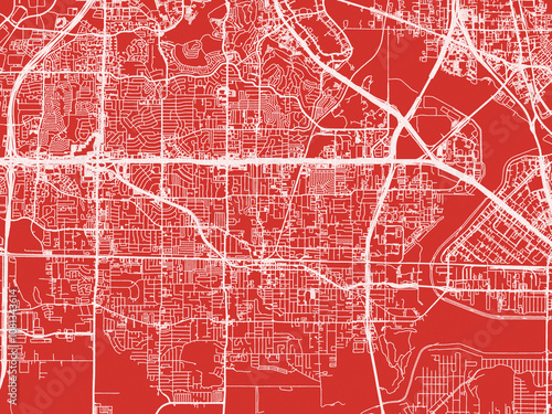 Christmas Map of Irving Texas, USA in Snowy White on Festive Red Background. photo