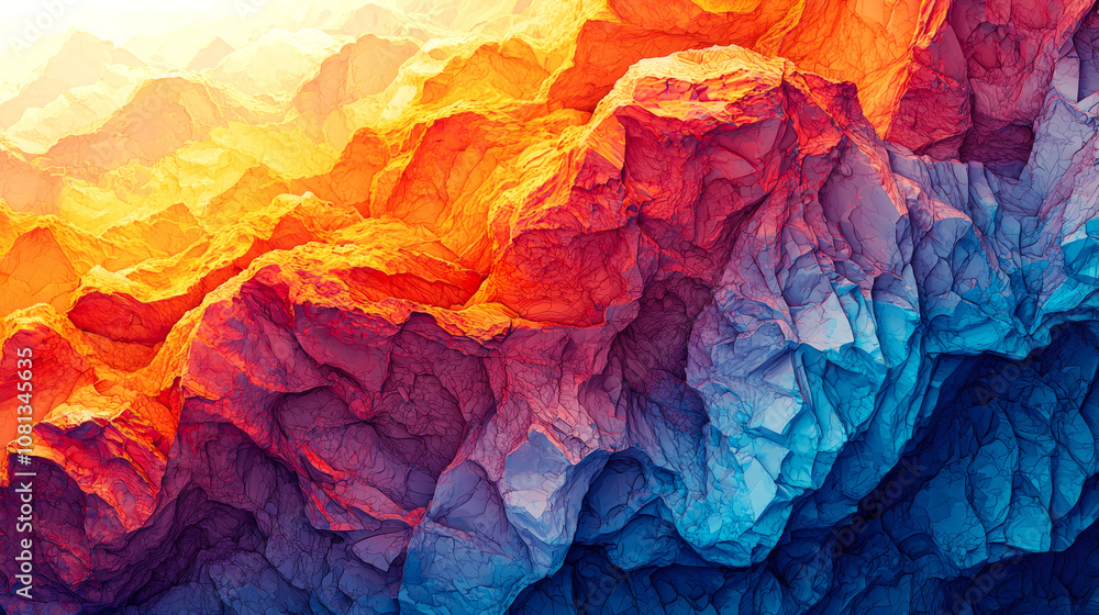 Abstract mountain range with warm and cool colors. Abstract mountain range with warm and cool colors.