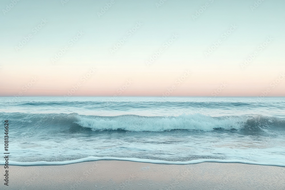 Tranquil seascape with a wave crashing on the sandy shore at sunset. Tranquil seascape with a wave crashing on the sandy shore at sunset.