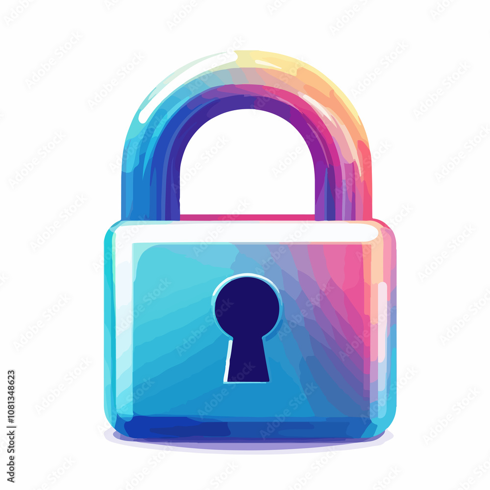 Secure Padlock Security Symbol Vector Illustration Isolated
