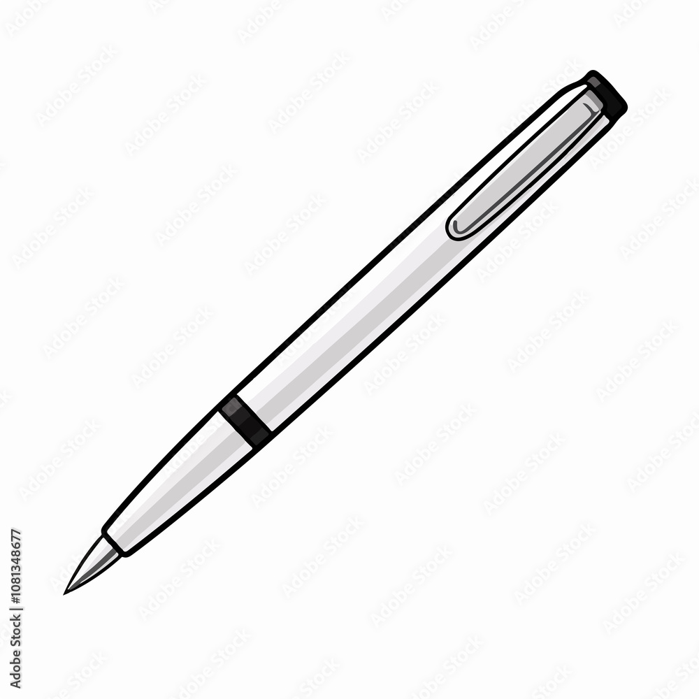 Sleek Pen Line Vector Illustration on White Background Sleek Pen Line Vector Illustration on White Background