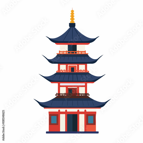 Wallpaper Mural Japanese Pagoda Building Icon Vector Image - Traditional Japanese Architecture Illustration Torontodigital.ca