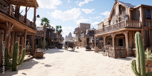 The old west a dusty town with wooden buildings and clear skies wild west setting urban viewpoint historical concept