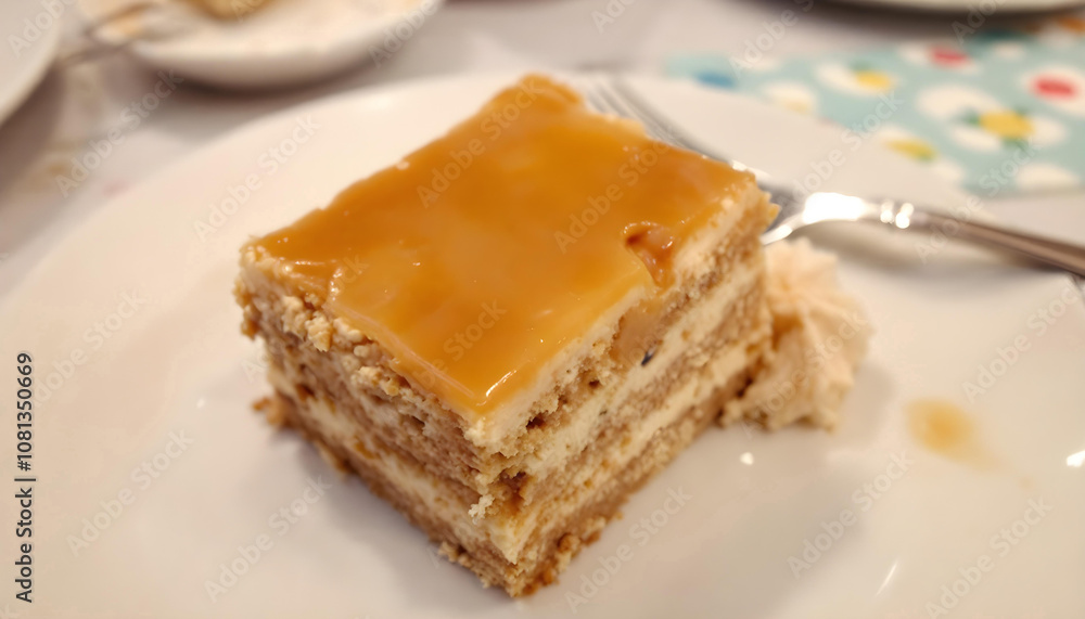 A luscious slice of caramel cheesecake A luscious slice of caramel cheesecake