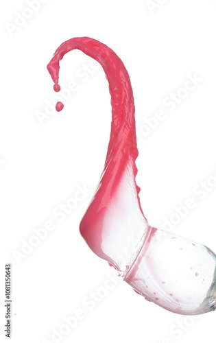 Red tomato strawberry juice pour set water shape form, Red blood wave fall in air. Abstract cloud fly, Red Wine colored splash spill in Air. White background Isolated high speed shutter, freeze motion