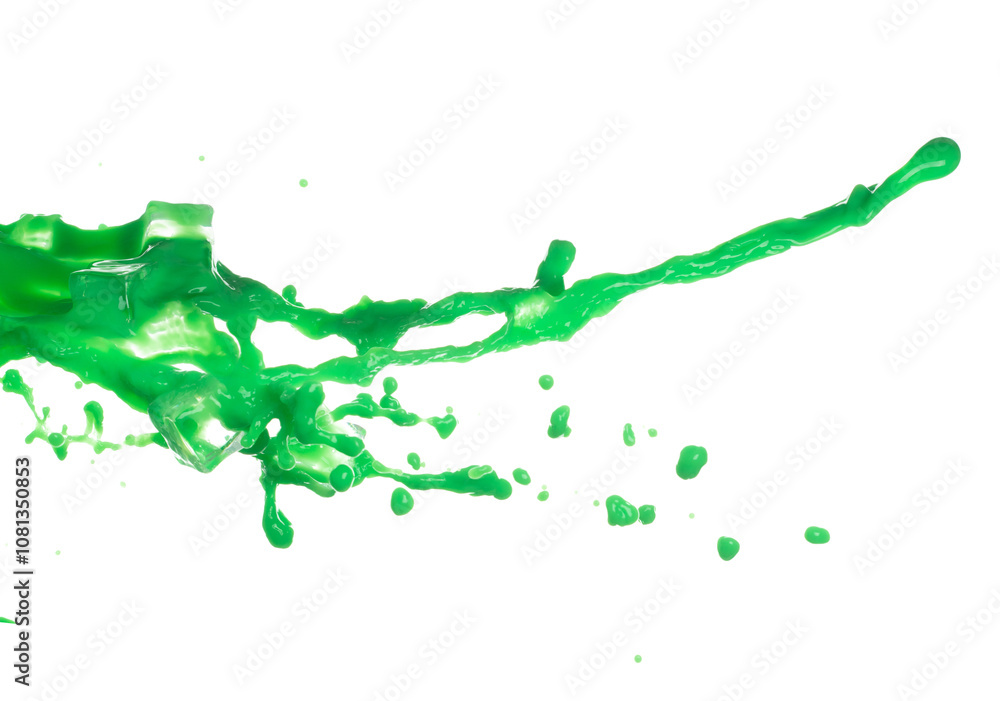 Green Matcha Milk Tea pour fall down, explosion in air with ice cube cold. Green Matcha Milk Tea spill splash in shape form line as paint color. White background isolated high speed shutter freeze Green Matcha Milk Tea pour fall down, explosion in air with ice cube cold. Green Matcha Milk Tea spill splash in shape form line as paint color. White background isolated high speed shutter freeze