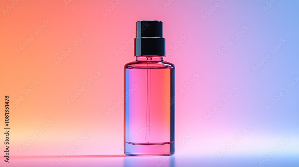 A sleek perfume bottle with a gradient background. A sleek perfume bottle with a gradient background.
