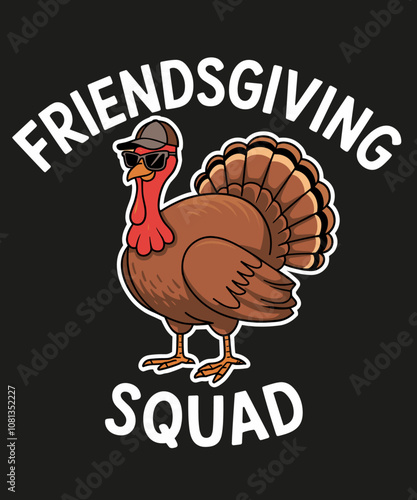 Friendsgiving squad funny Thanksgiving illustration