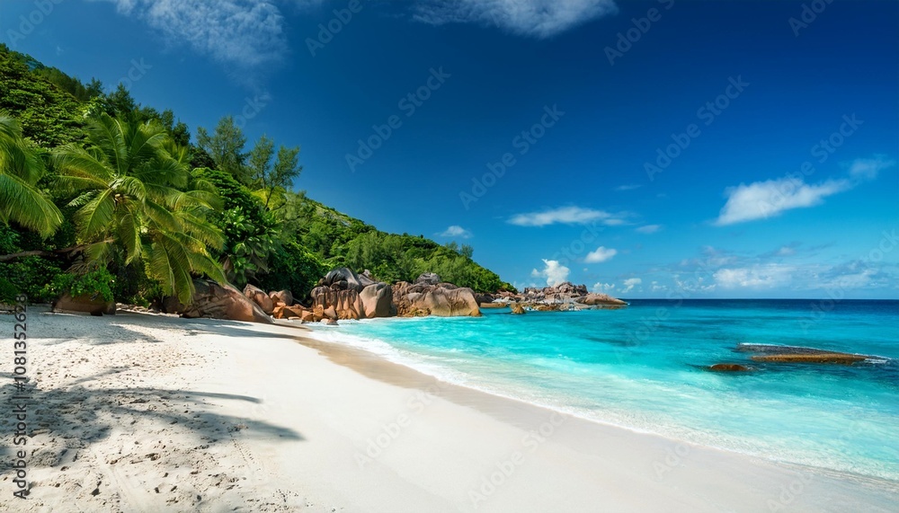 The Pristine Beaches and Crystal-Clear Waters of the Seychelles Islands, Featuring White Sands, Turquoise Lagoons, and Unique Coastal Landscapes Set in a Tropical Paradise The Pristine Beaches and Crystal-Clear Waters of the Seychelles Islands, Featuring White Sands, Turquoise Lagoons, and Unique Coastal Landscapes Set in a Tropical Paradise