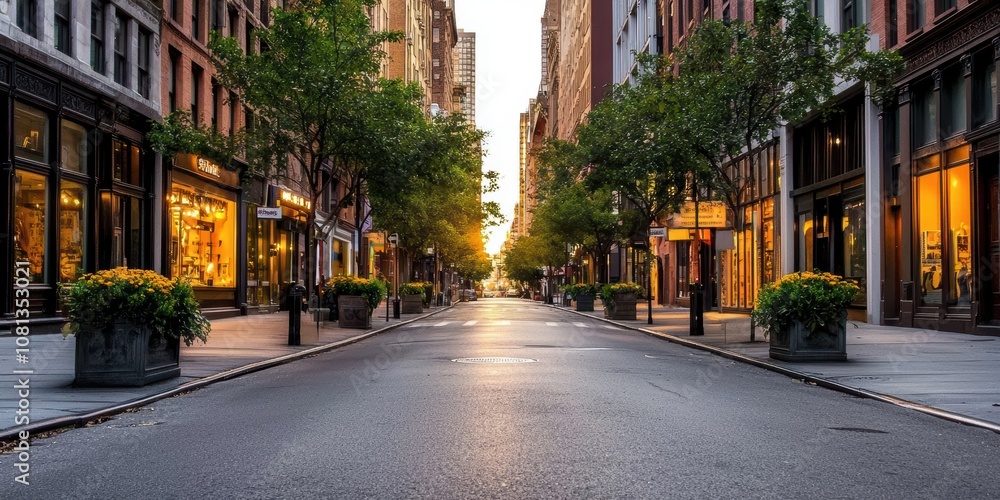 Obraz premium Charming sunset streetscape soho district new york urban photography serene environment tranquility concept