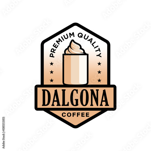 Dalgona coffee logo design vector