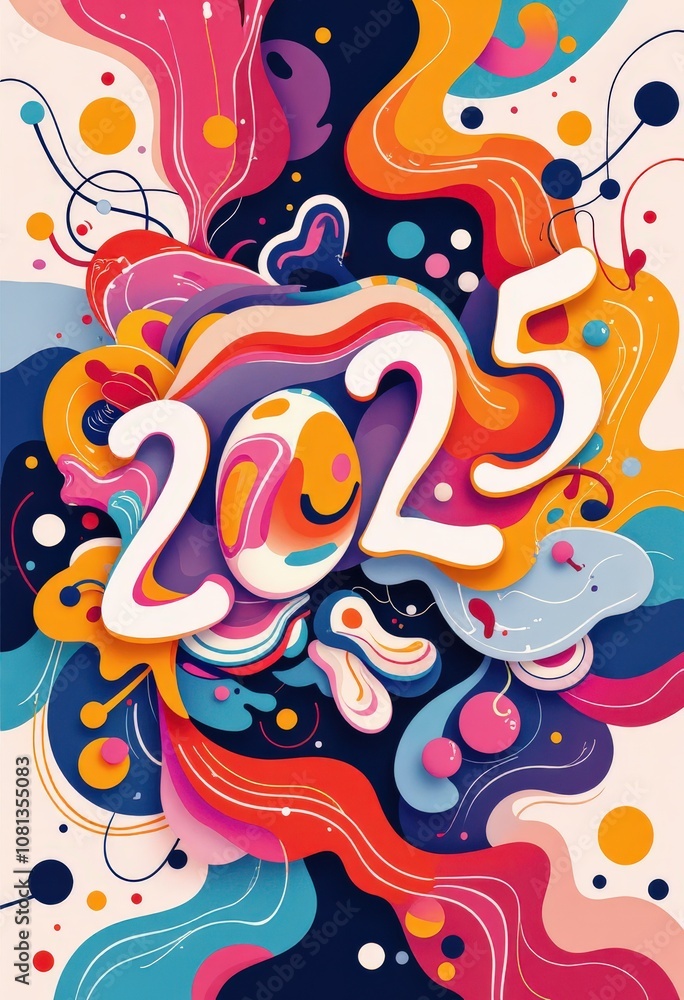 Abstract New Year 2025 Greeting Card: Modern Geometric Art - Digital Artwork. 抽象的2025年賀状:モダンな幾何学アート - デジタルアートワーク Abstract New Year 2025 Greeting Card: Modern Geometric Art - Digital Artwork. 抽象的2025年賀状:モダンな幾何学アート - デジタルアートワーク