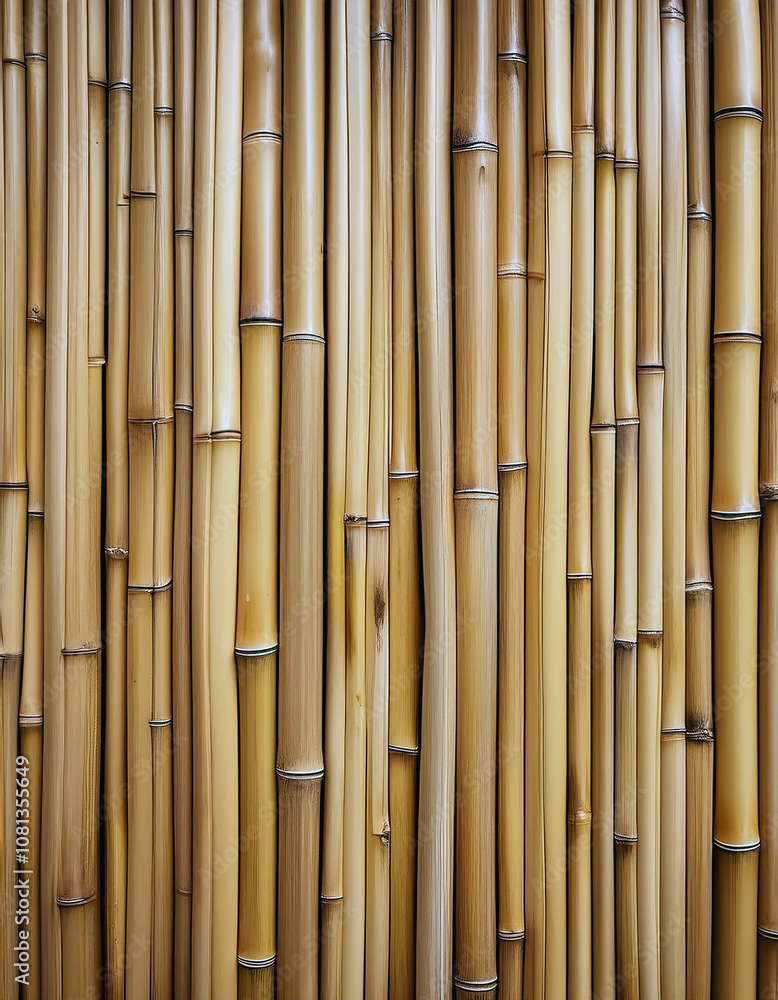 Naklejka premium Bamboo stalk arrangement natural environment close-up photography serene background abstract concept of growth and sustainability
