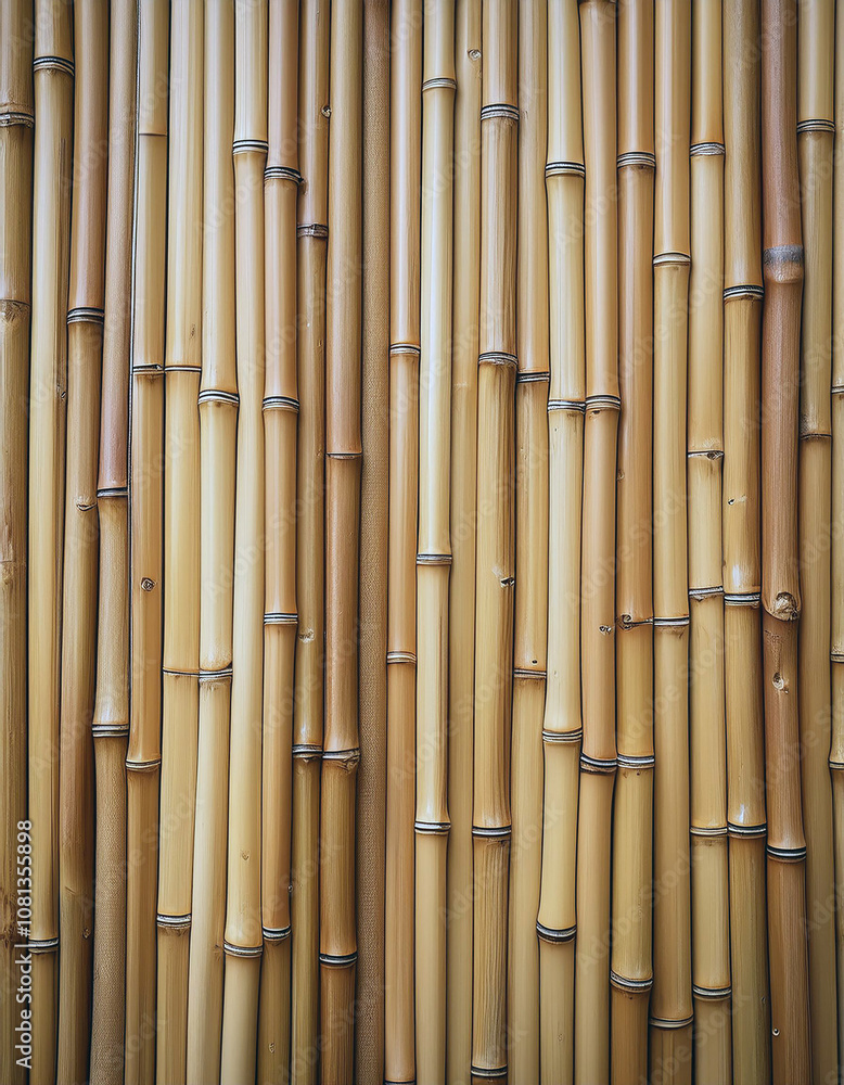 Fototapeta premium Bamboo structure detail natural environment texture background vertical viewpoint sustainable concept