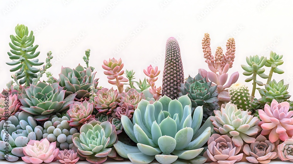 A modern design showcasing close-up images of various succulent plants and cacti against a minimalist background
A modern design showcasing close-up images of various succulent plants and cacti against a minimalist background