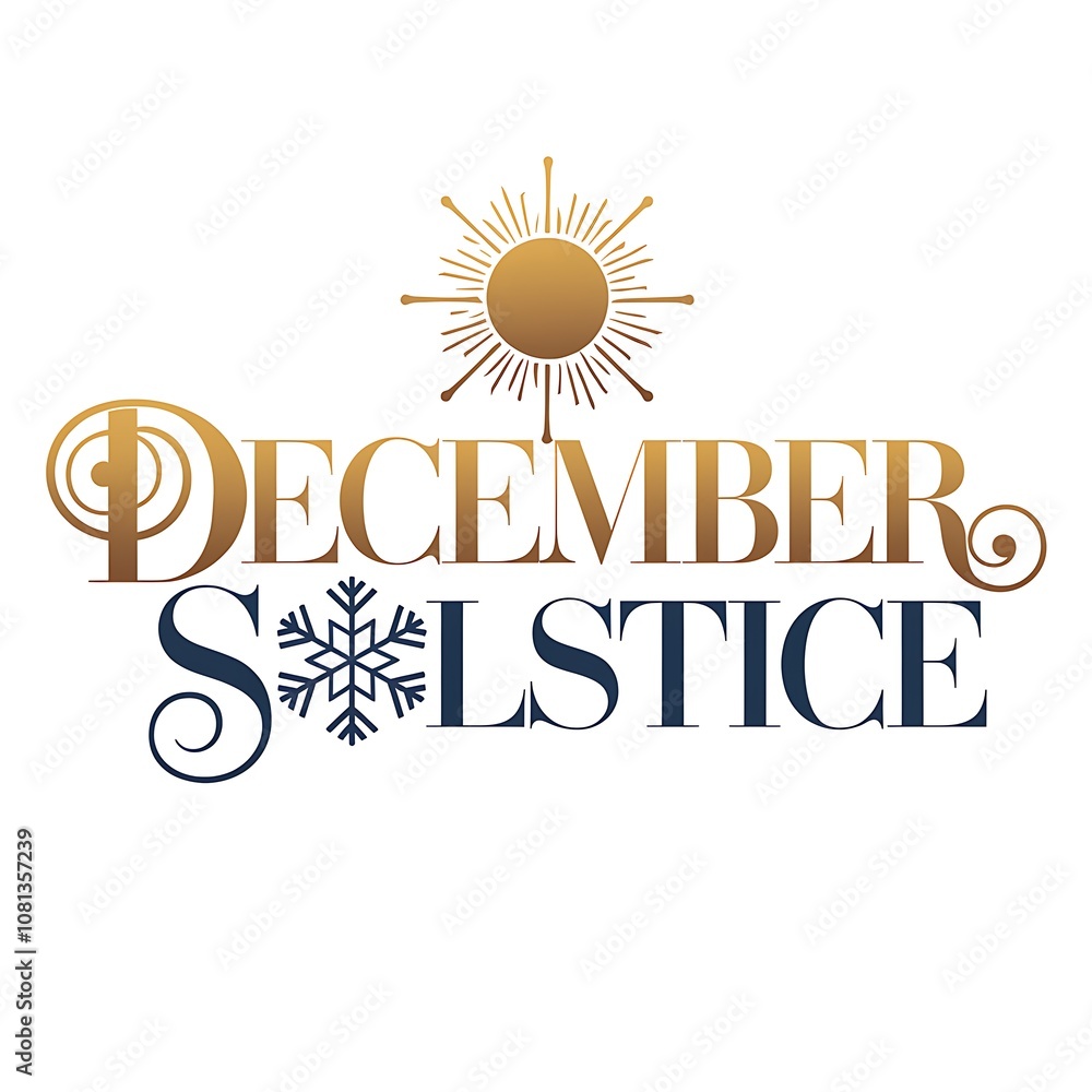 Fototapeta premium Stylized Text and Sun Symbol Representing the December Solstice