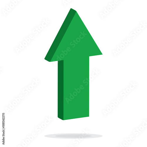 Growing business green 3d arrow going up. Profit arow Vector illustration. Business concept, growing chart. Concept of sales symbol icon with arrow moving up. Economic green Arrow With Growing Trend.