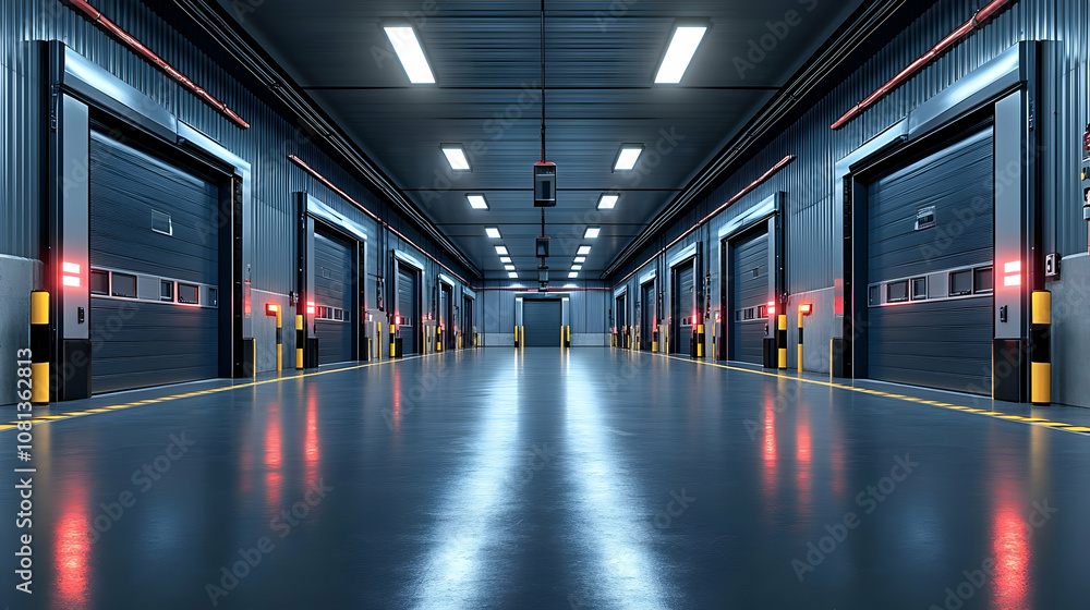 3D Render of Industrial Loading Bay with Loading Docks 3D Render of Industrial Loading Bay with Loading Docks
