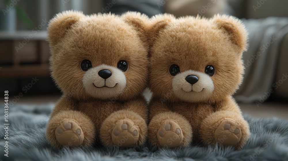 a realistic soft plush teddy bear, with detailed fur and stitched features. a realistic soft plush teddy bear, with detailed fur and stitched features.
