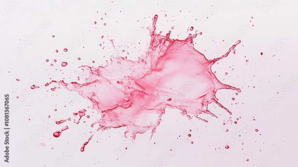 Dynamic splash of red liquid captured in motion against white background