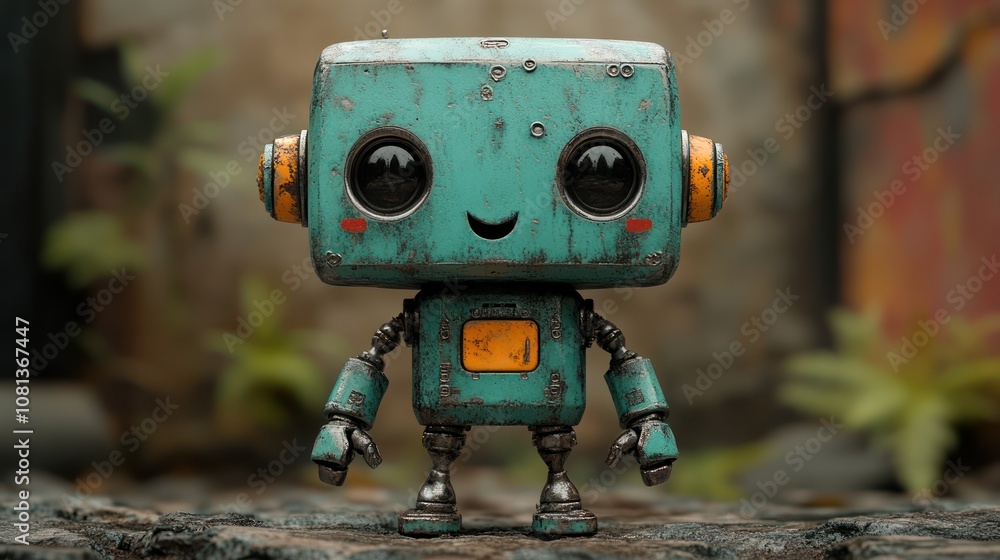a toy robot with movable joints, detailed textures, and a friendly face. a toy robot with movable joints, detailed textures, and a friendly face.