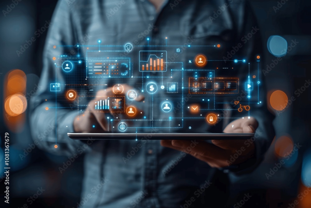 Fototapeta premium AI-Driven Business Strategy for Marketing and Financial Growth with Digital Transformation