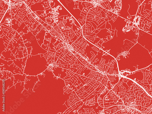 Christmas Map of Madison New Jersey, USA in Snowy White on Festive Red Background. photo