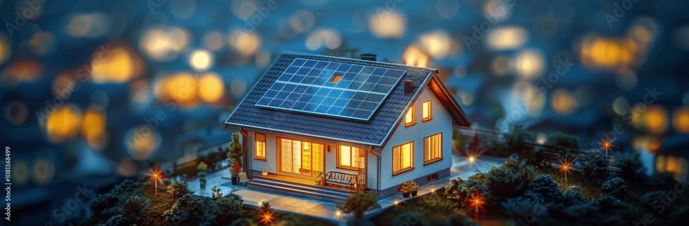 isometric view of small house with solar panels at night city background high resolution professional color grading detailed clean energy storage system smart home infographic isometric view of small house with solar panels at night city background high resolution professional color grading detailed clean energy storage system smart home infographic