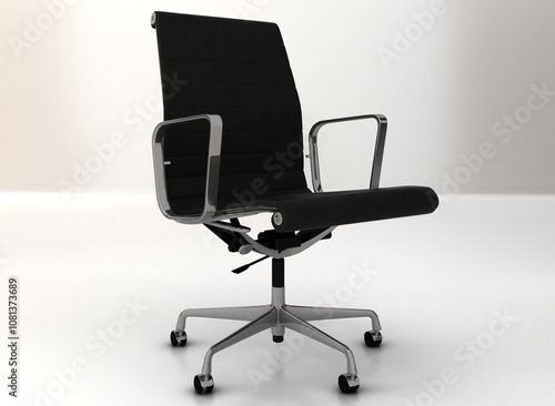 The office chair from black leather, isolated. The office chair from black leather. Leather office chair isolated on a white background.