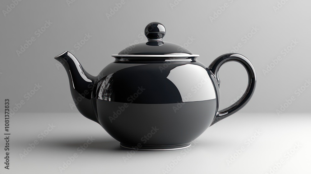 plain black ceramic teapot on a white background. plain black ceramic teapot on a white background.